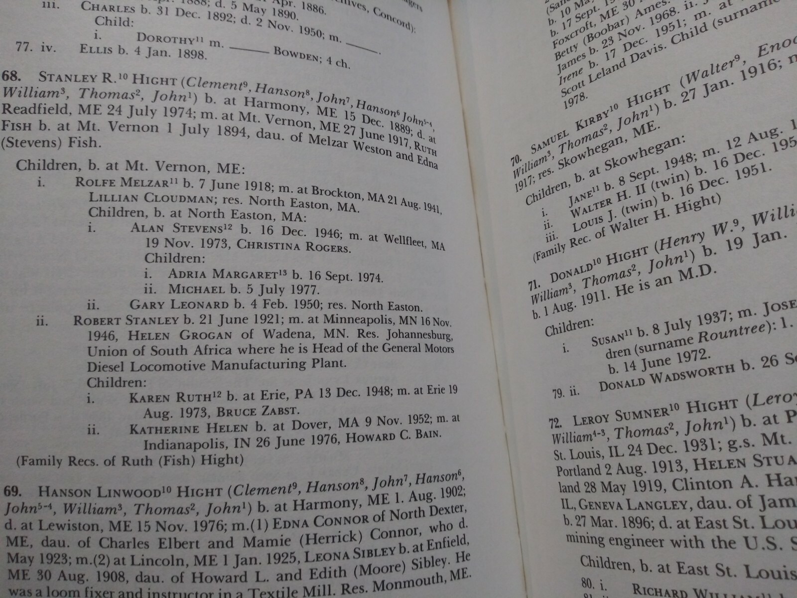1979 Hight family history / genealogy by Truslow, 126 pages