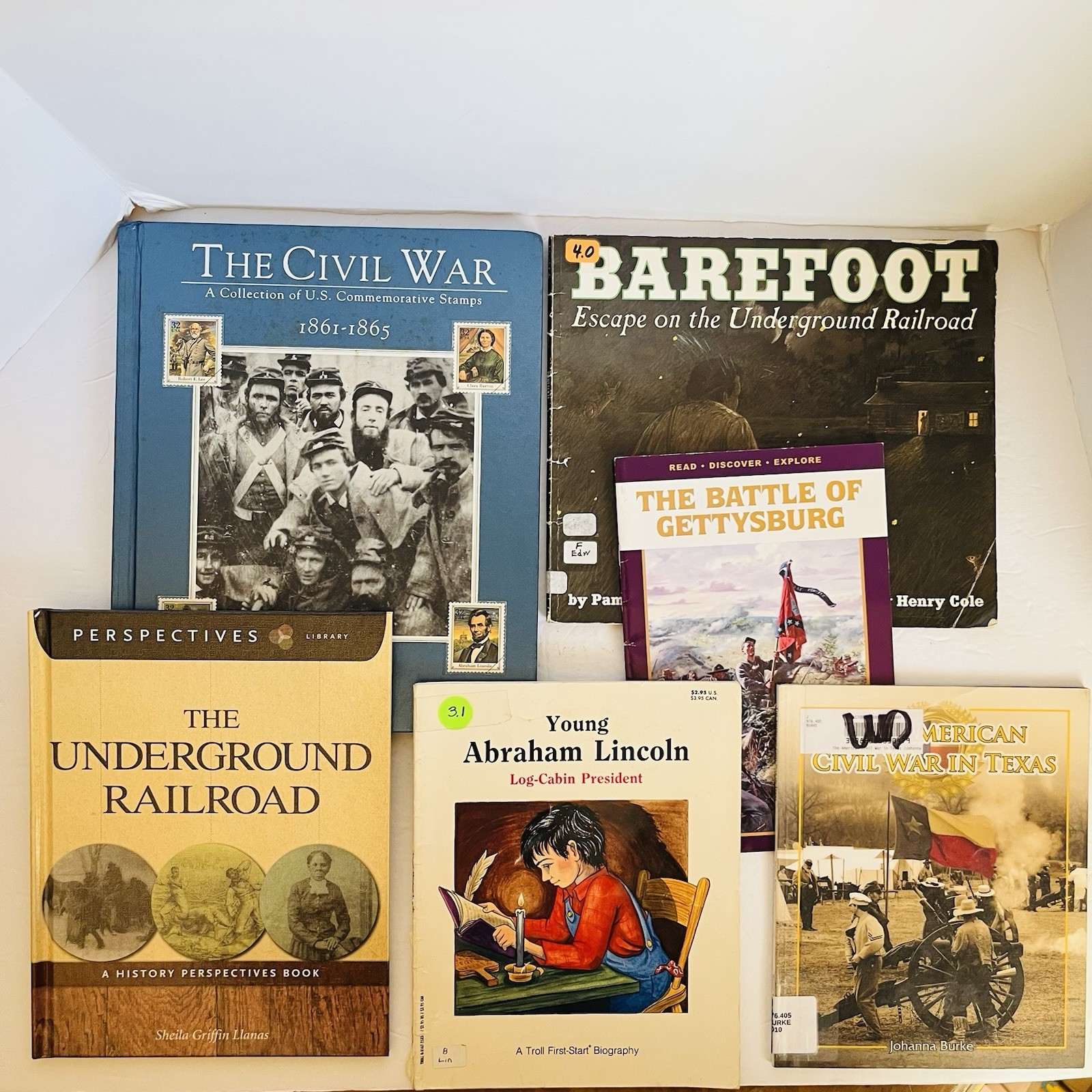 Childrens US History Book Lot 6 Civil War Underground Railroad Lincoln ExLib