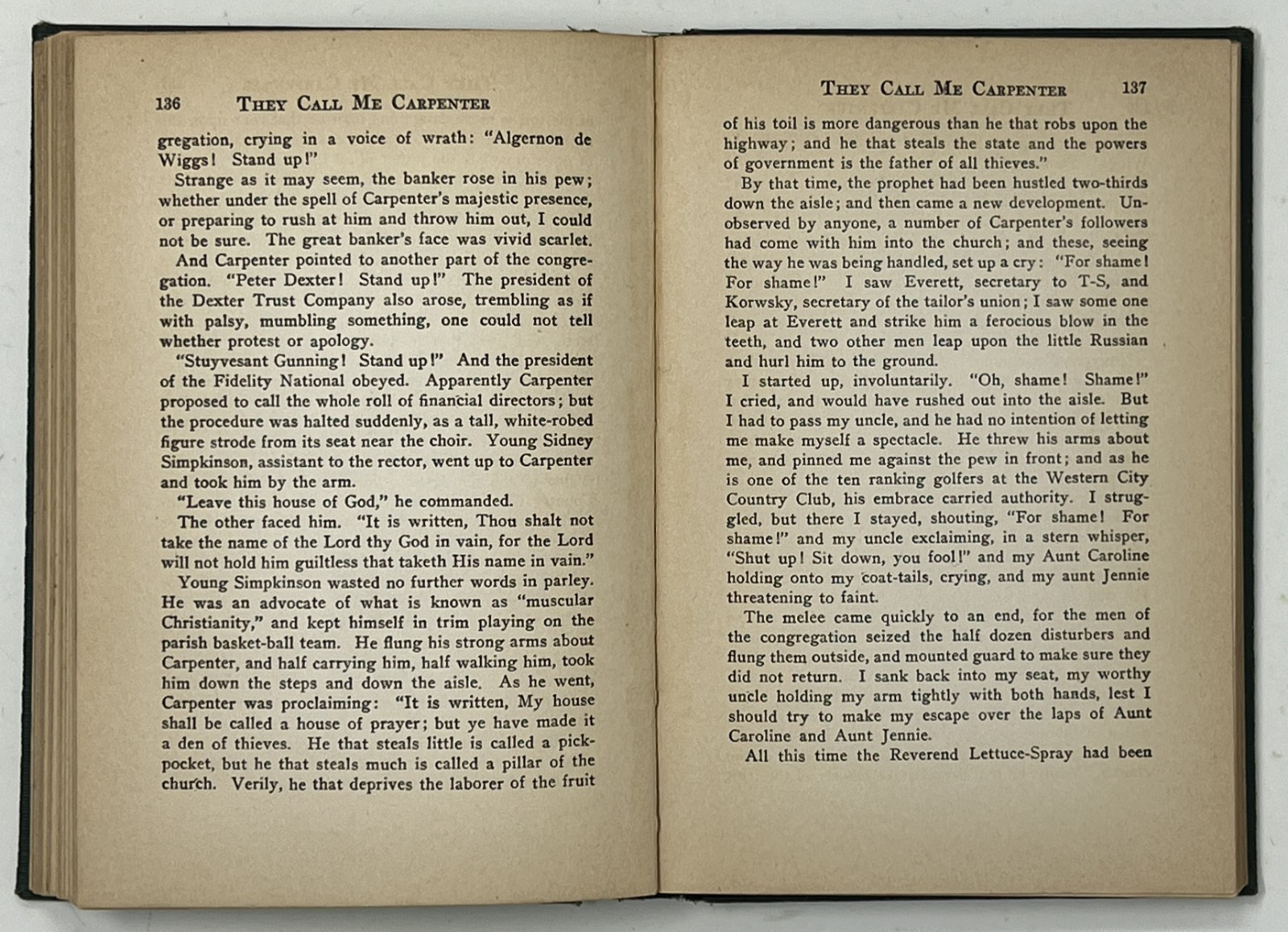 VTG They Call Me Carpenter: A Tale of the 2nd Coming by Upton Sinclair – 1922 HC