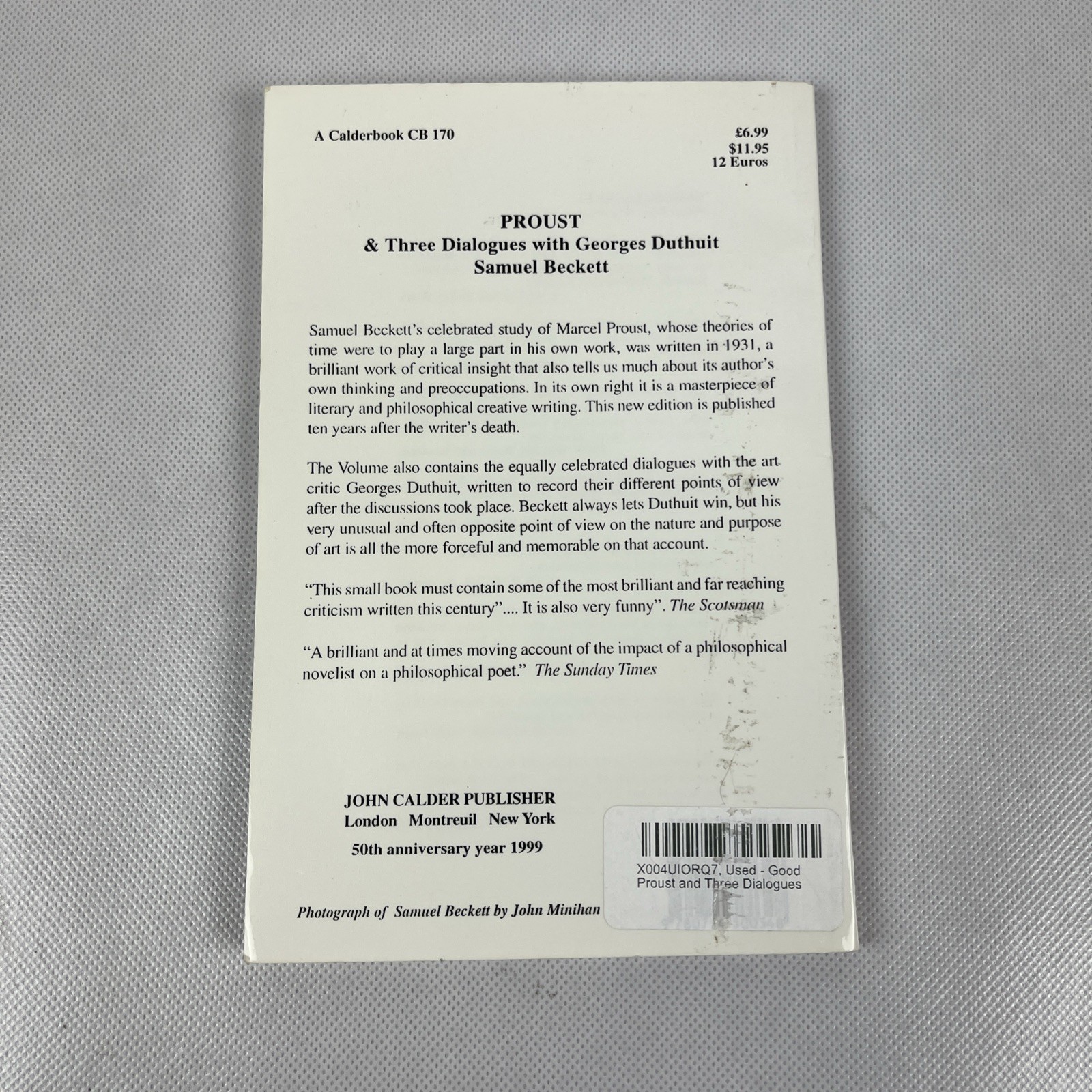 Proust and Three Dialogues By Samuel Beckett
