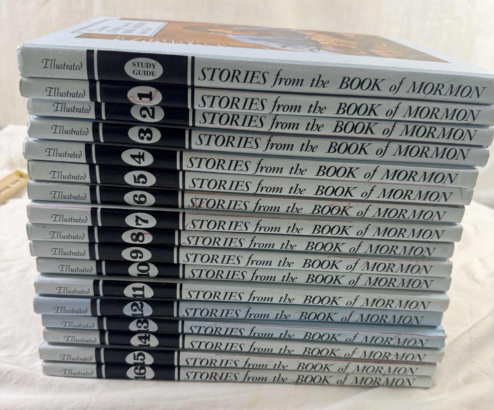 Illustrated Stories from Book of Mormon Vol 1-16 + Study Guide Complete Set EUC