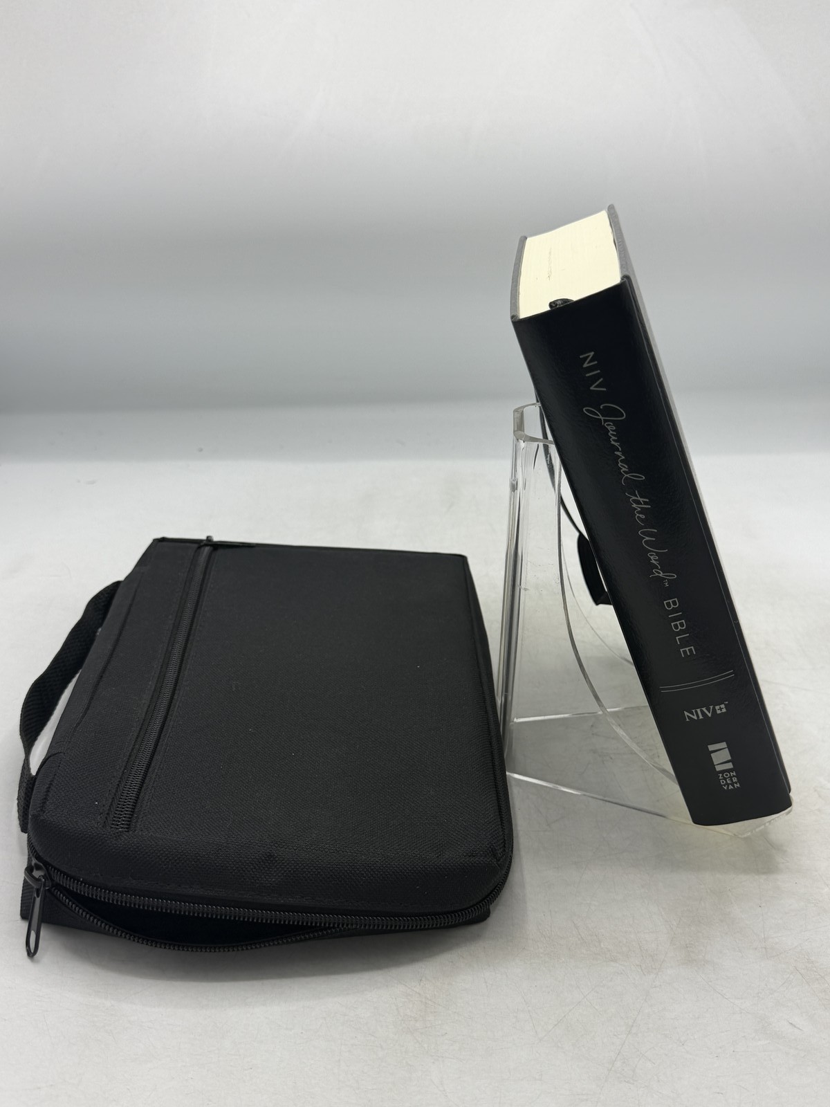 NIV Journal the Word Bible Black Leathersoft Wide Margin Scripture Journaling